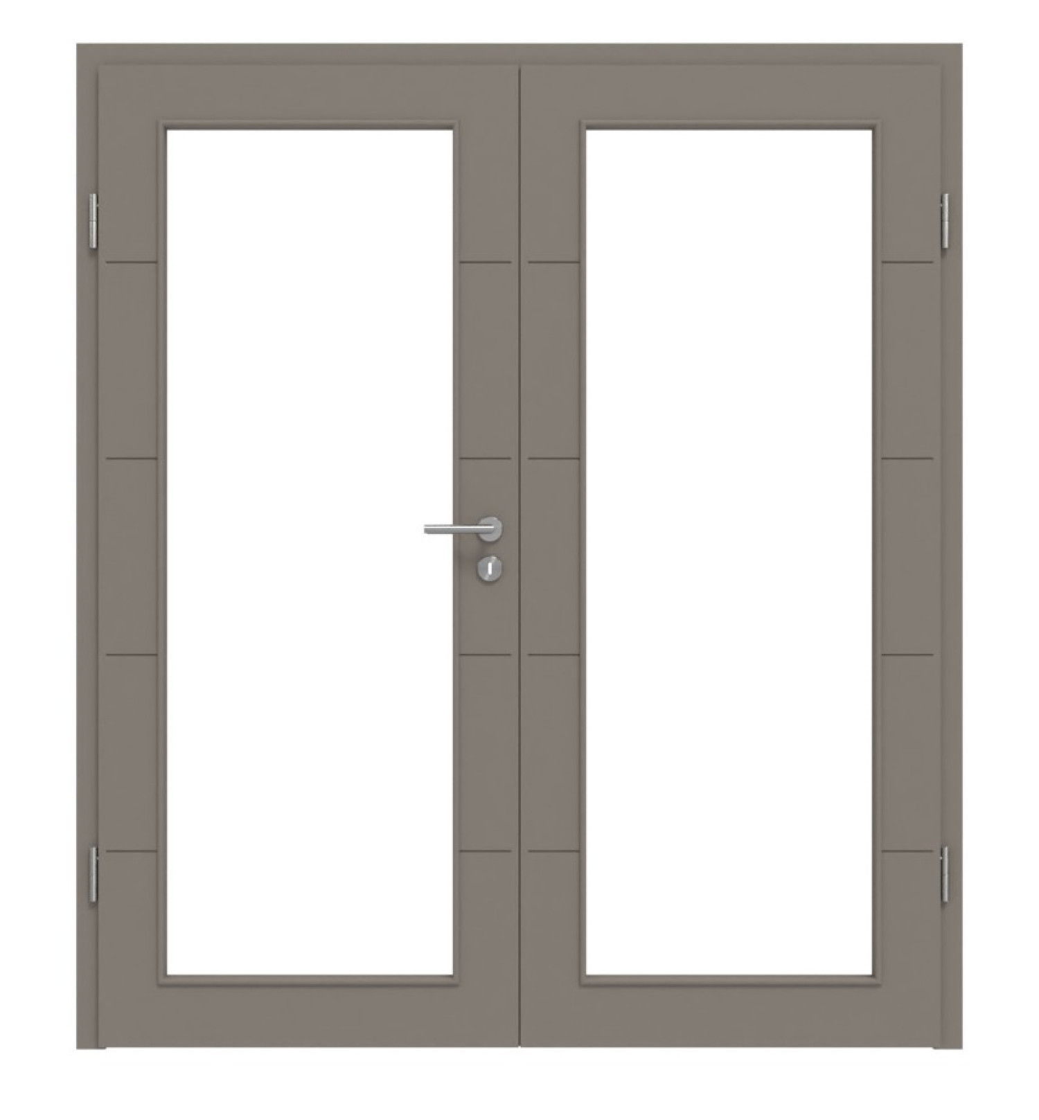 Frontansicht von Groove 27 LA 27 DesignLine Lack Taupe RAL 7048 Doppelflügeltür inkl. Zarge - Hörmann