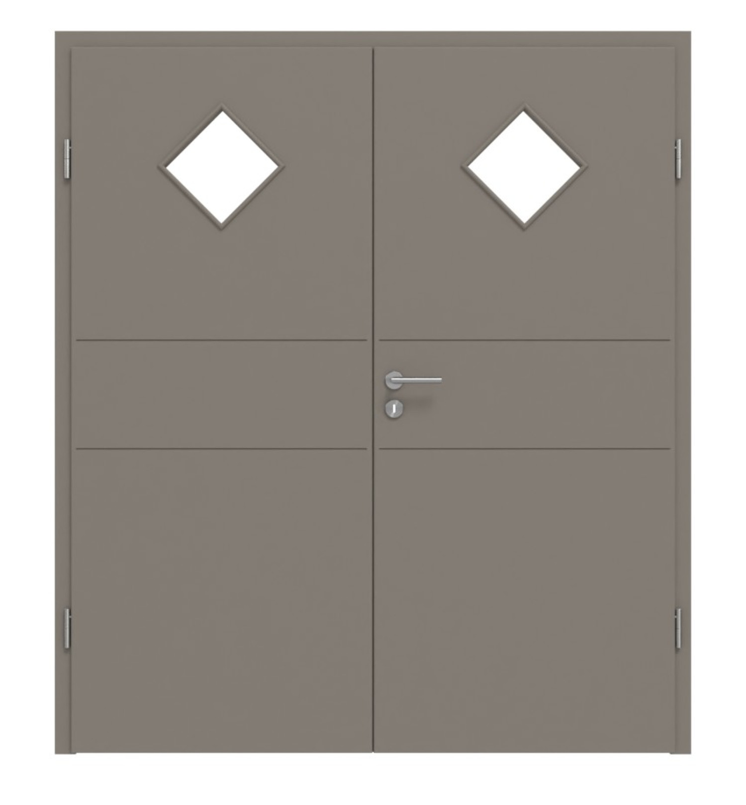 HÖRMANN Doppelflügeltür Groove 29 Taupe RAL 7048 Lack DesignLine mit Lichtausschnitt LA 6 mit Zarge