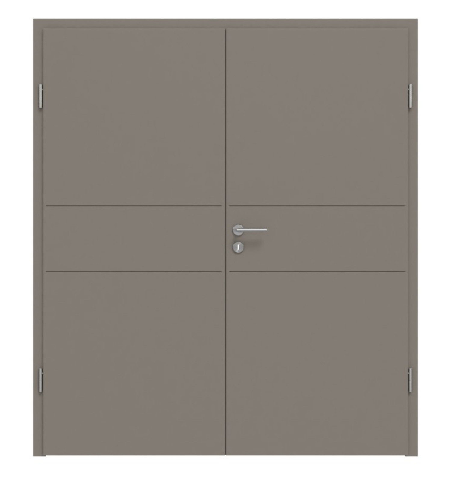 HÖRMANN Doppelflügeltür Groove 29 Taupe RAL 7048 Lack DesignLine mit Zarge