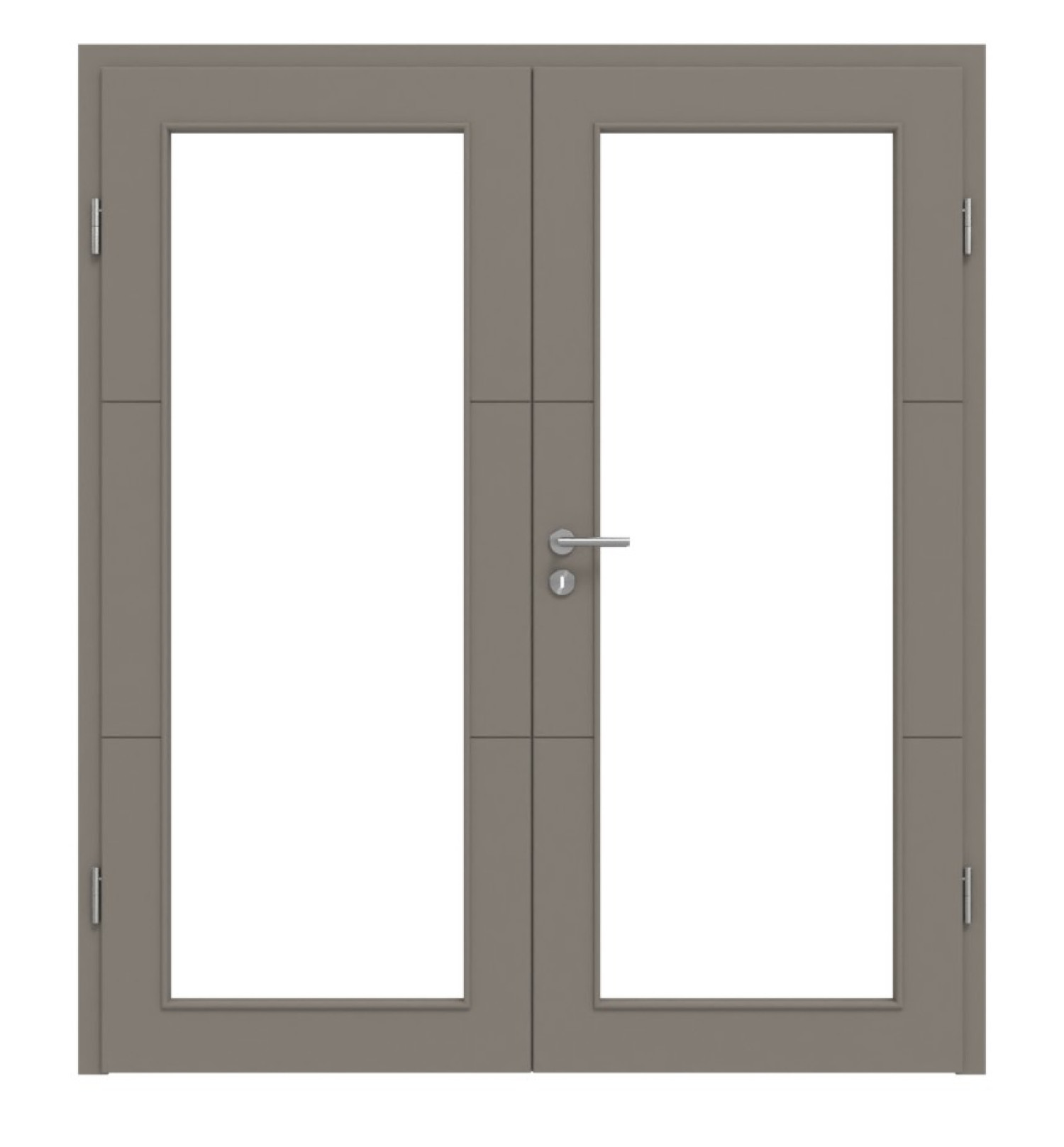 HÖRMANN Doppelflügeltür Groove 31 Taupe RAL 7048 Lack DesignLine mit Lichtausschnitt LA 27 mit Zarge