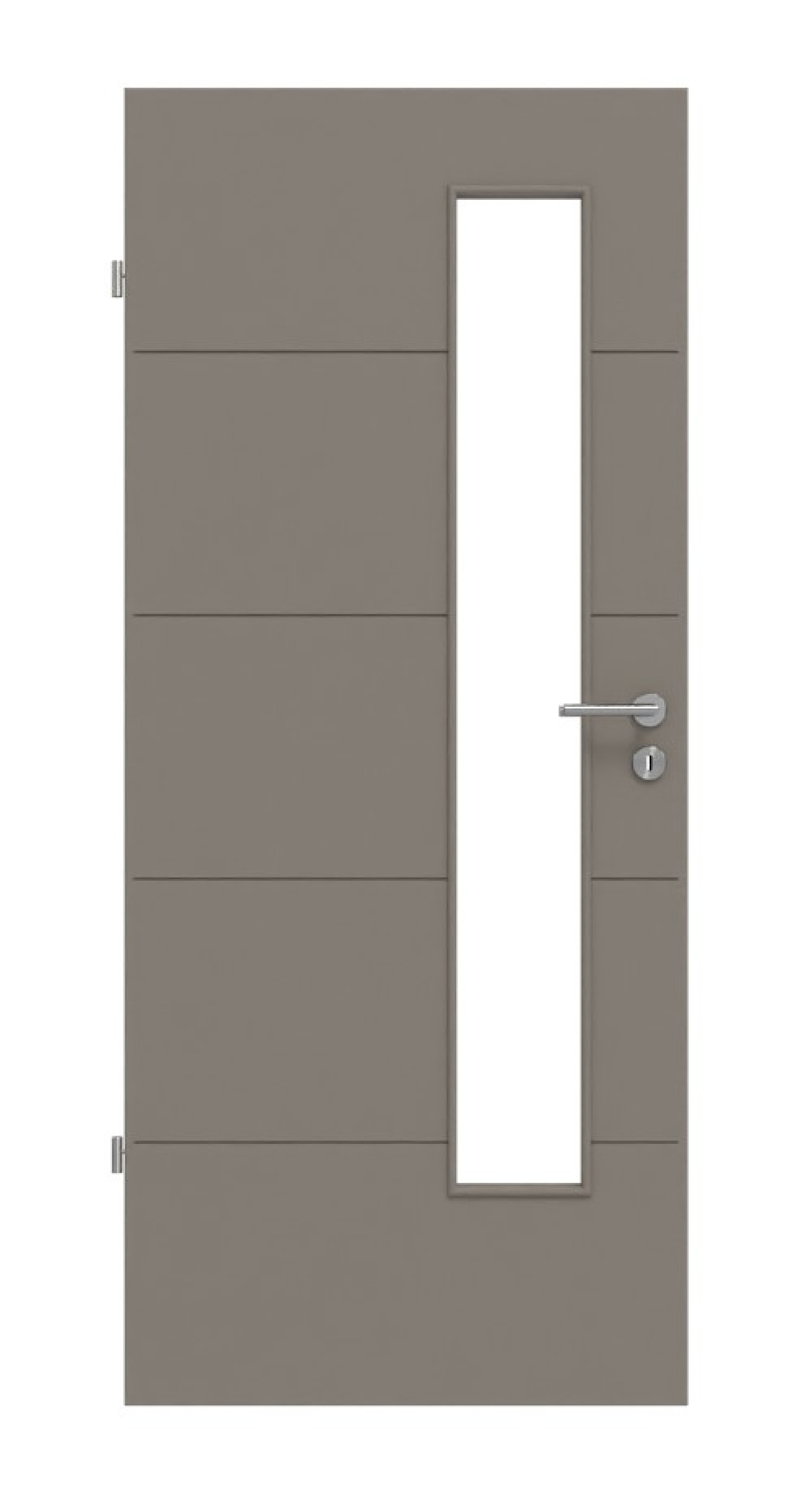 Frontansicht von Groove 27 LA 24 schlossseitig DesignLine Lack Taupe RAL 7048 Innentür - Hörmann