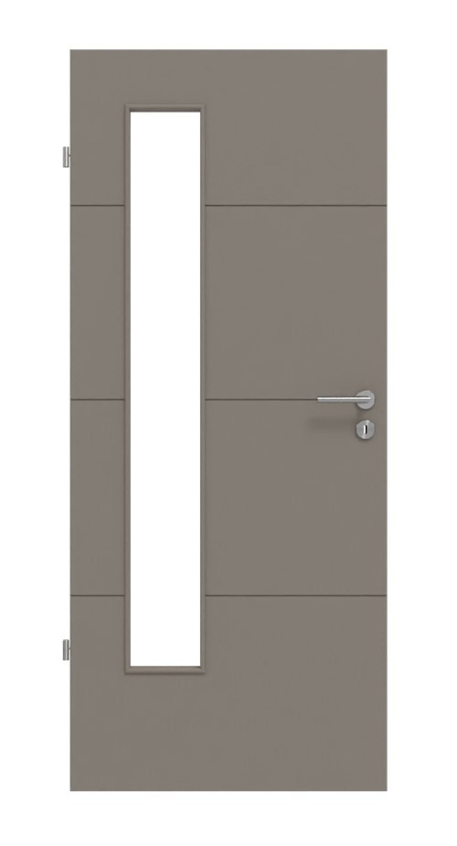 Frontansicht von Groove 34 LA 24 bandseitig DesignLine Lack Taupe RAL 7048 Innentür - Hörmann