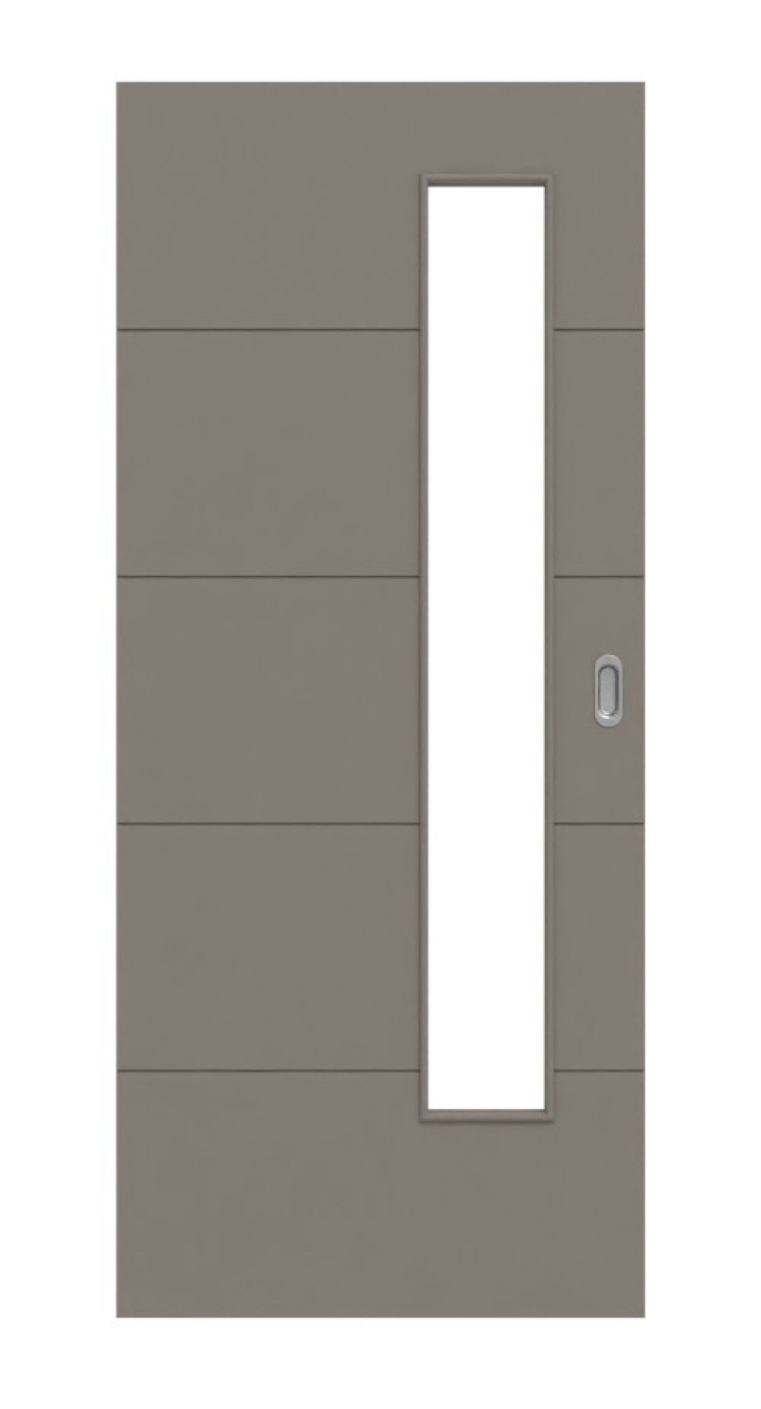 HÖRMANN Schiebetür Groove 15 Taupe RAL 7048 Lack DesignLine mit Lichtausschnitt LA 24 schlossseitig