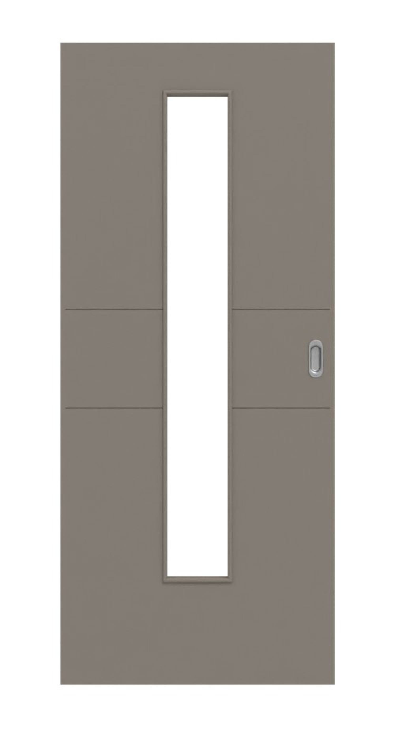 Frontansicht von Groove 29 LA 24 mittig DesignLine Lack Taupe RAL 7048 Schiebetür - Hörmann