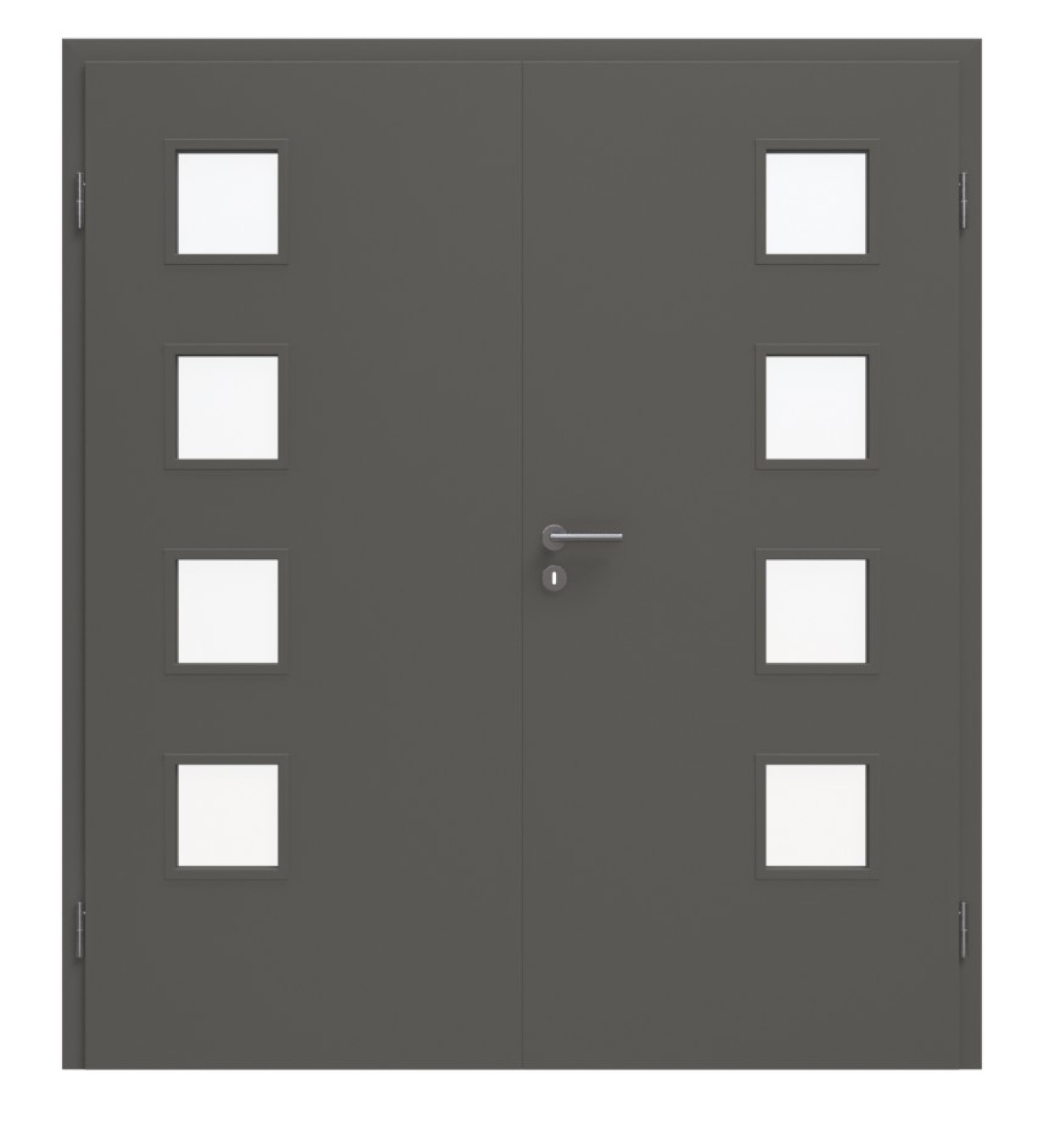 BLANKE TÜREN Doppelflügeltür Carbongrau RAL 7043 CPL GA-11 mit Lichtausschnitt und Zarge