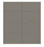 Frontansicht von Groove 34 ProLine Lack Taupe RAL 7048 Doppelflügeltür inkl. Zarge - Hörmann