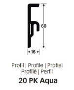 Querschnitt von Uni weiß glänzend 324 Fußleiste Profil 20 PK Aqua (2380 x 16 x 60 mm) - MEISTER